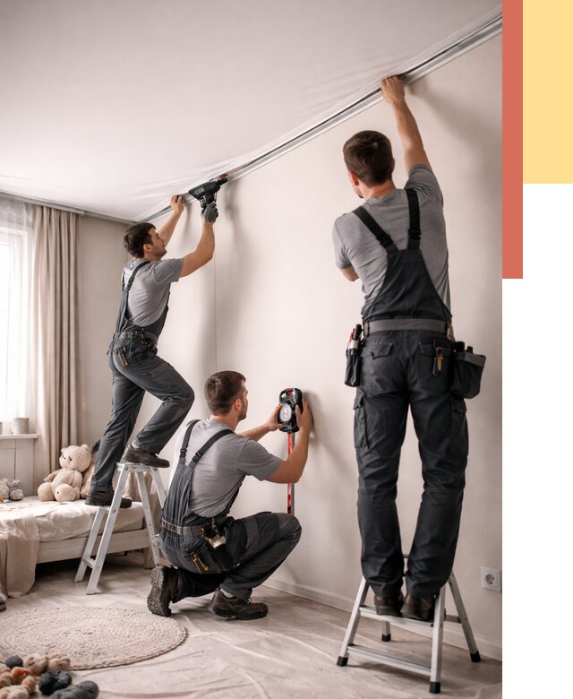 Монтаж натяжного потолка в детской в Шахтах от 3799 руб. — быстро и недорого | ОТДЕЛОЧНИК-Шхт