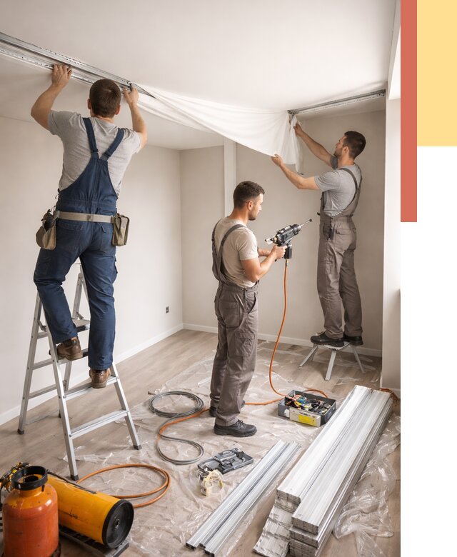 Монтаж натяжного потолка в студии в Шахтах от 5969 руб. — быстро и недорого | ОТДЕЛОЧНИК-Шхт