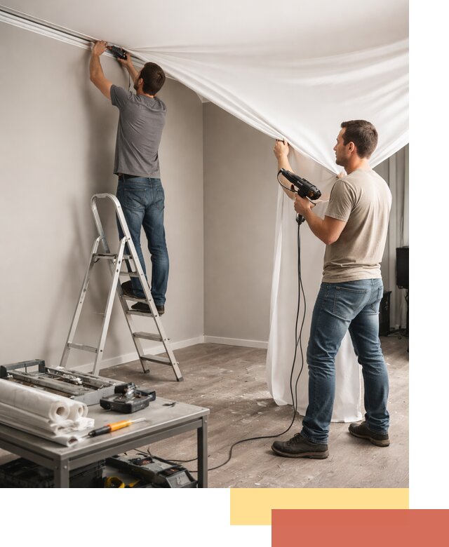 Монтаж натяжного потолка в студии в Шахтах