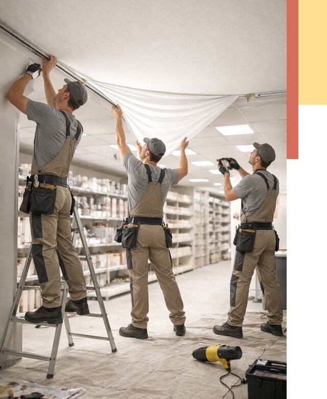 Монтаж натяжного потолка в магазине в Шахтах от 4884 руб. быстро и недорого | ОТДЕЛОЧНИК-Шхт