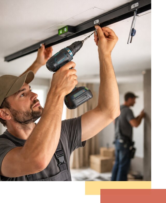 Установка трековых светильников в натяжной потолок в Шахтах