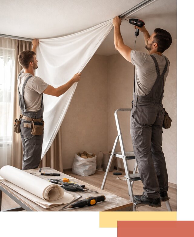 Замена полотна натяжного потолка в Шахтах быстро и качественно