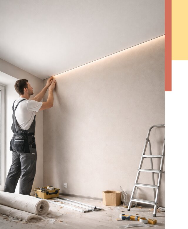 Теневые натяжные потолки в Шахтах от 8899 руб. под ключ | ОТДЕЛОЧНИК-Шхт