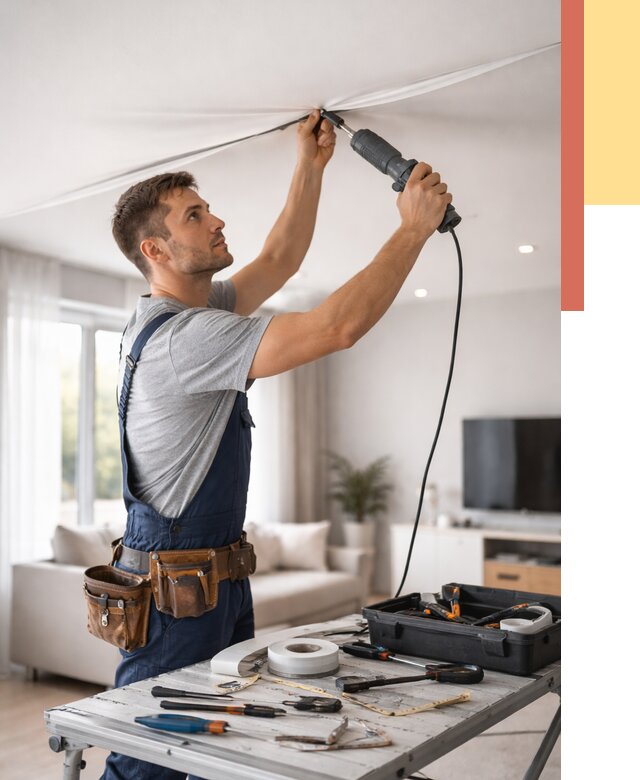 Ремонт натяжных потолков в Шахтах от 10310 руб. под ключ — ОТДЕЛОЧНИК-Шхт