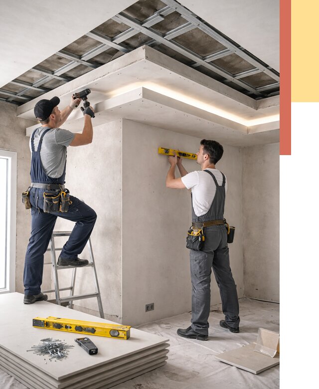 Двухуровневый потолок из гипсокартона в Шахтах от 1574 руб. под ключ | ОТДЕЛОЧНИК-Шхт