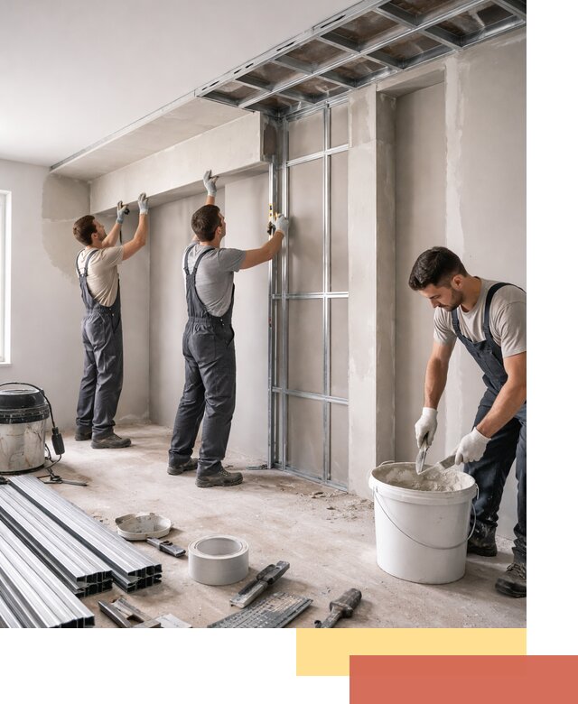 Монтаж потолка из гипсокартона с нишей в Шахтах