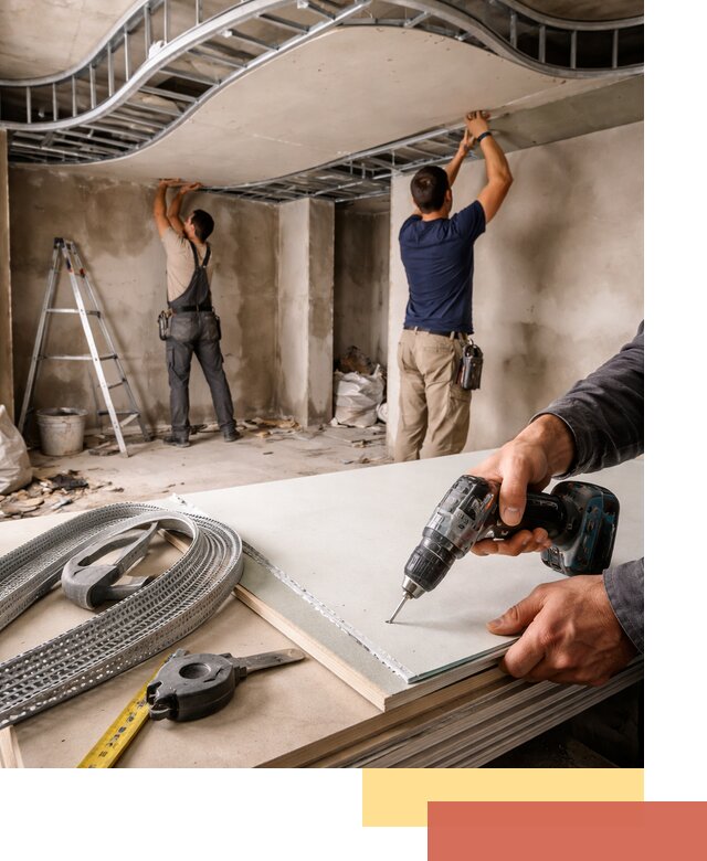 Криволинейный потолок из гипсокартона в Шахтах — монтаж и отделка