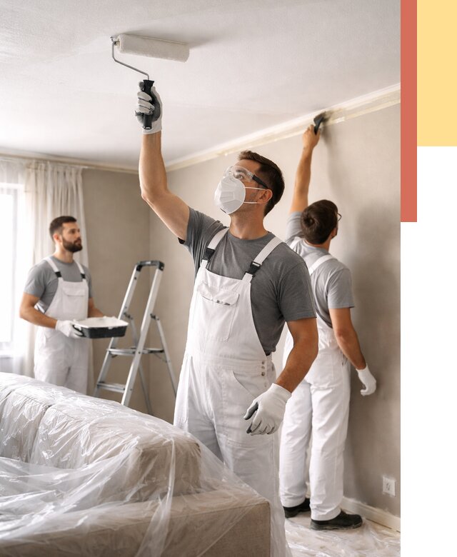 Покраска потолка водоэмельсионной краской в Шахтах от 2388 руб/м² — услуги под ключ | ОТДЕЛОЧНИК-Шхт